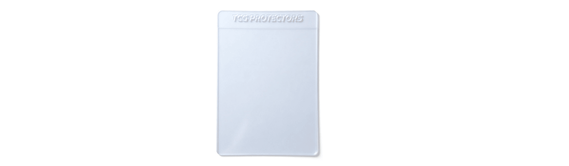 Clear semi-rigid card holder showing the transparent protective design and grading lip used for TCG protection and PSA submissions