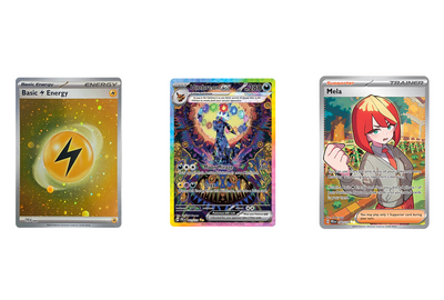 Examples of Pokémon TCG card types - Pokemon, Energy, and Trainer cards for building decks