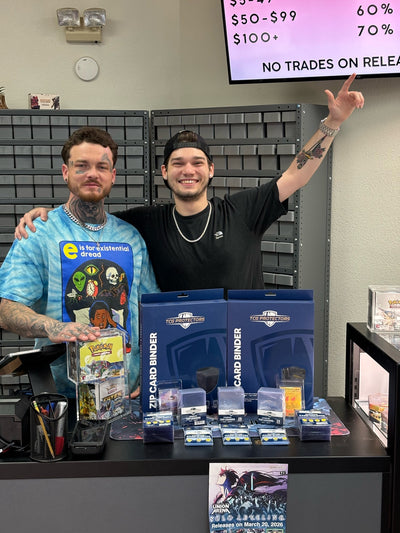 Two Phoenix Cards Employees with TCG Protectors