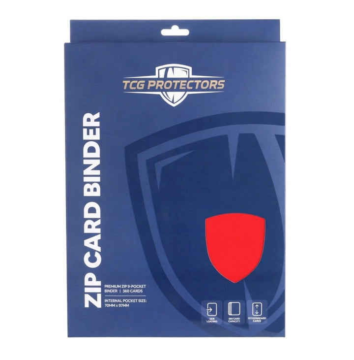 Blue TCG Protectors product retail packaging box with red crest logo