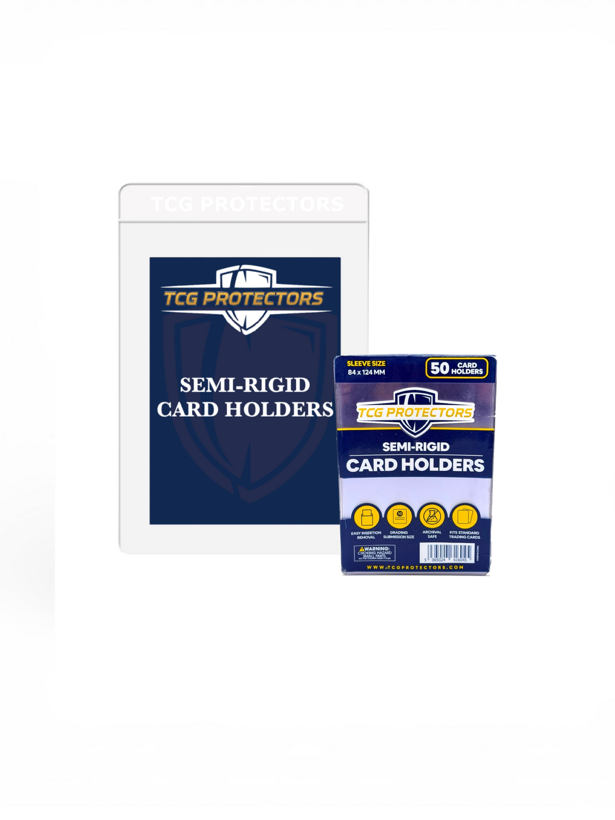 TCG Protectors Semi-Rigid Card Holders (Card Savers) 50 Pack 84x124mm Grading Submission Holders for PSA/BGS/CGC/SGC Acid-Free, Rigid Raw Card