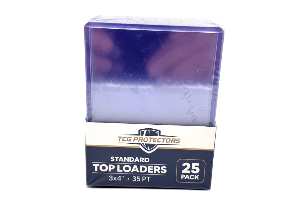TCG Protectors standard toploader packaging and card holder box for sizing reference