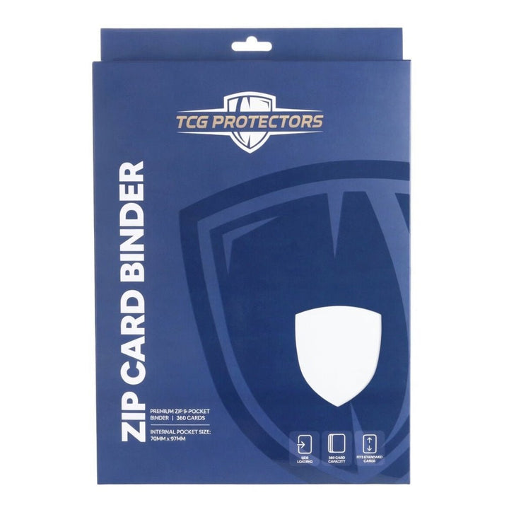 Blue TCG Protectors product retail packaging box with white crest logo